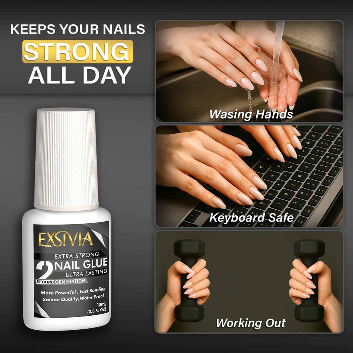 Quick dry waterproof nail bond results