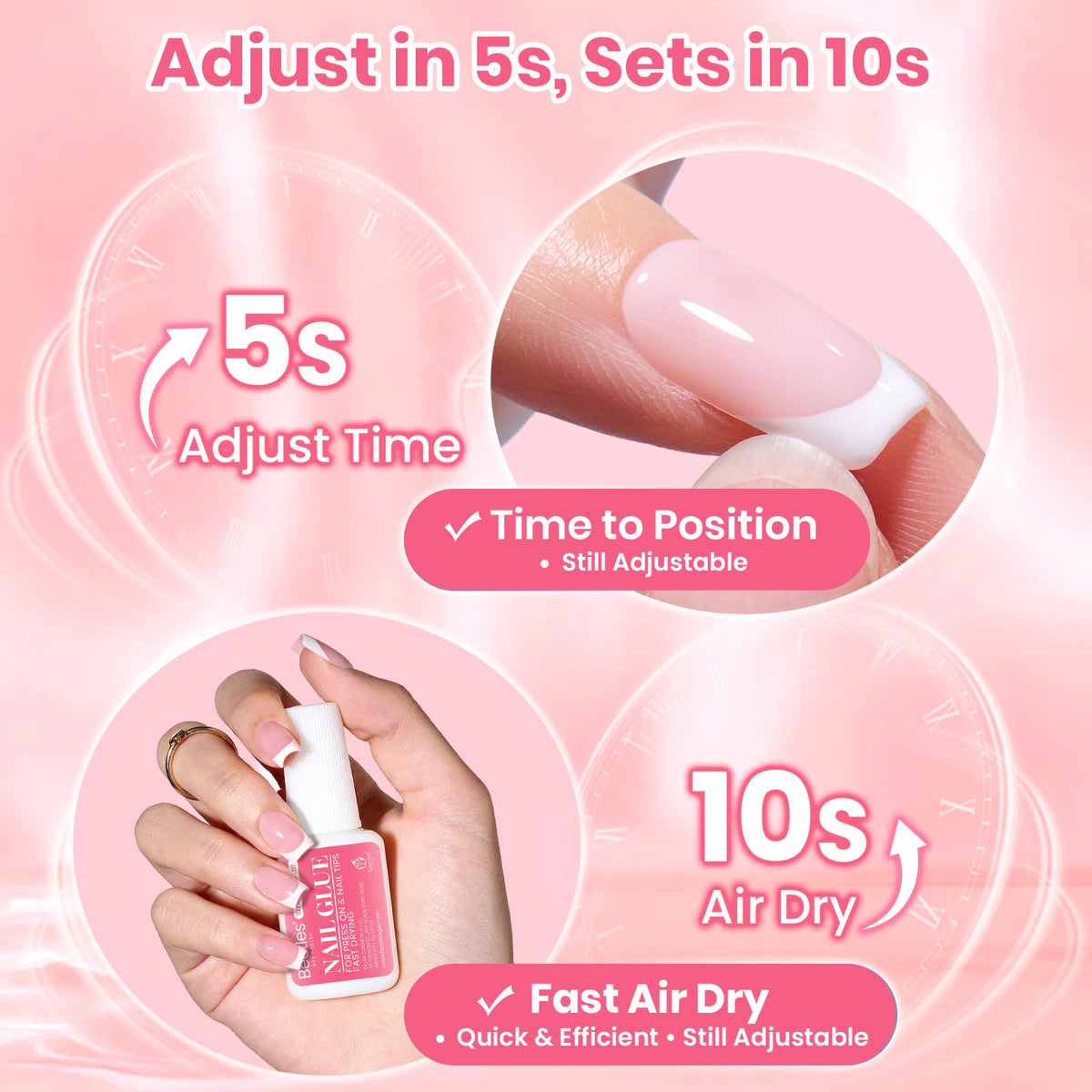 Close up of Beetles nail glue applicator brush