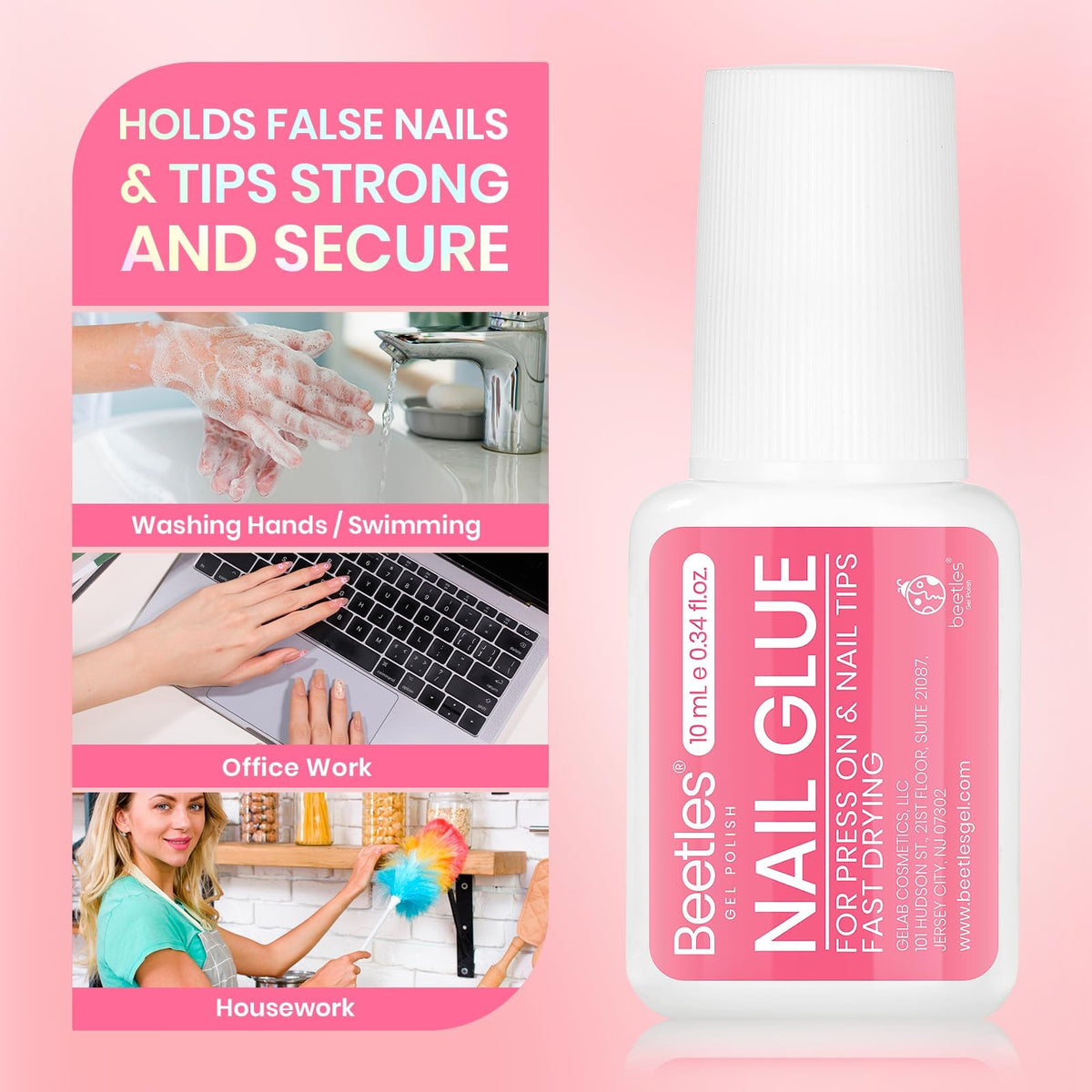 Instructions for using Beetles quick dry nail glue