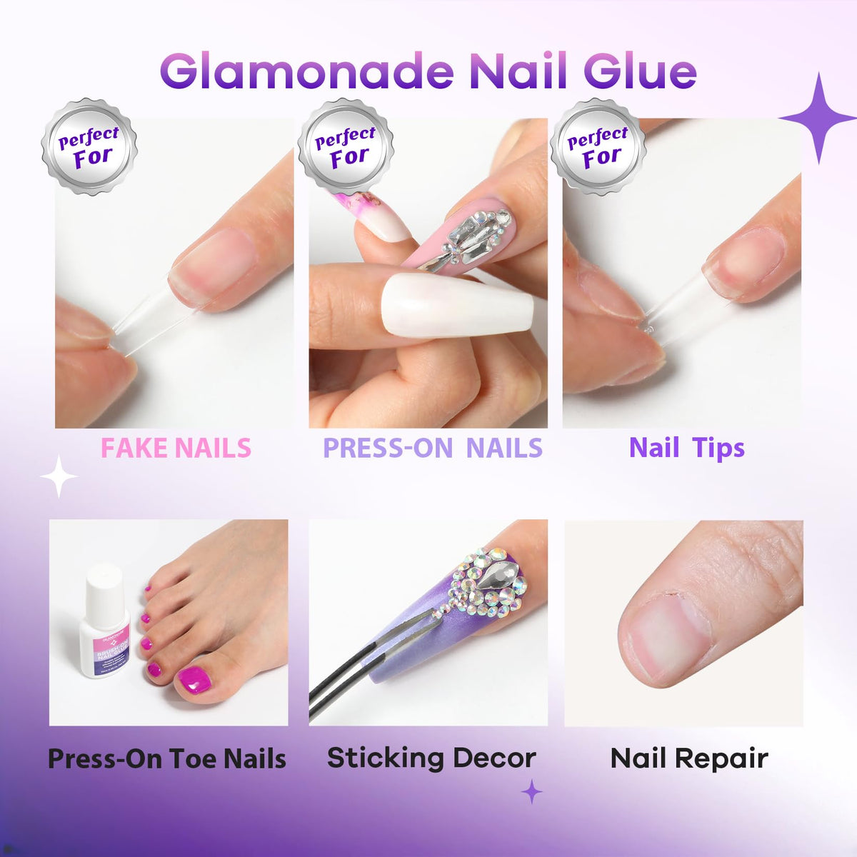 Glamonade nail glue for rhinestones and nail repair