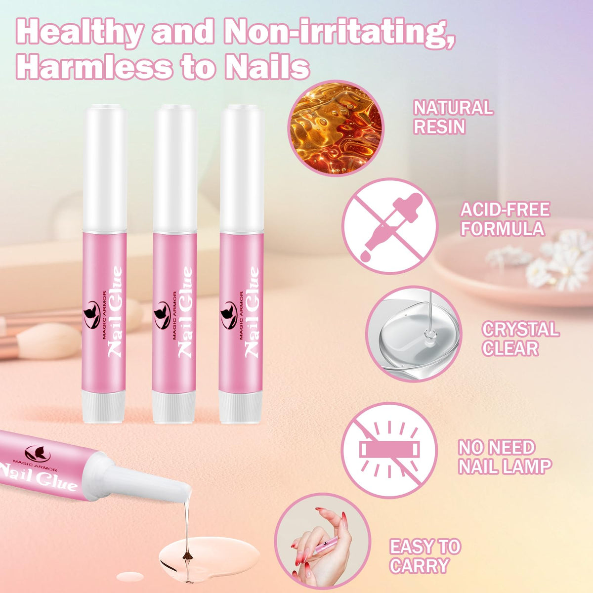Professional nail glue set for acrylic and press on nails
