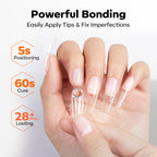 Applying Modelones gel glue to press on nail tips