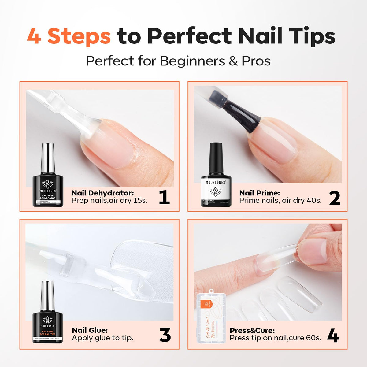 Step by step usage guide for Modelones gel nail glue