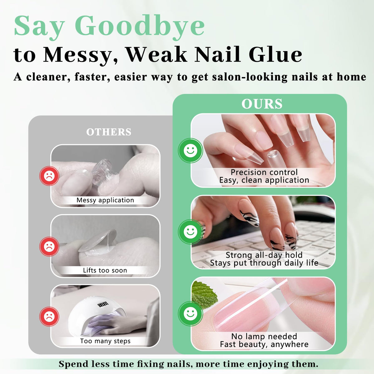 Close up of Leykosh fast drying gel nail adhesive texture