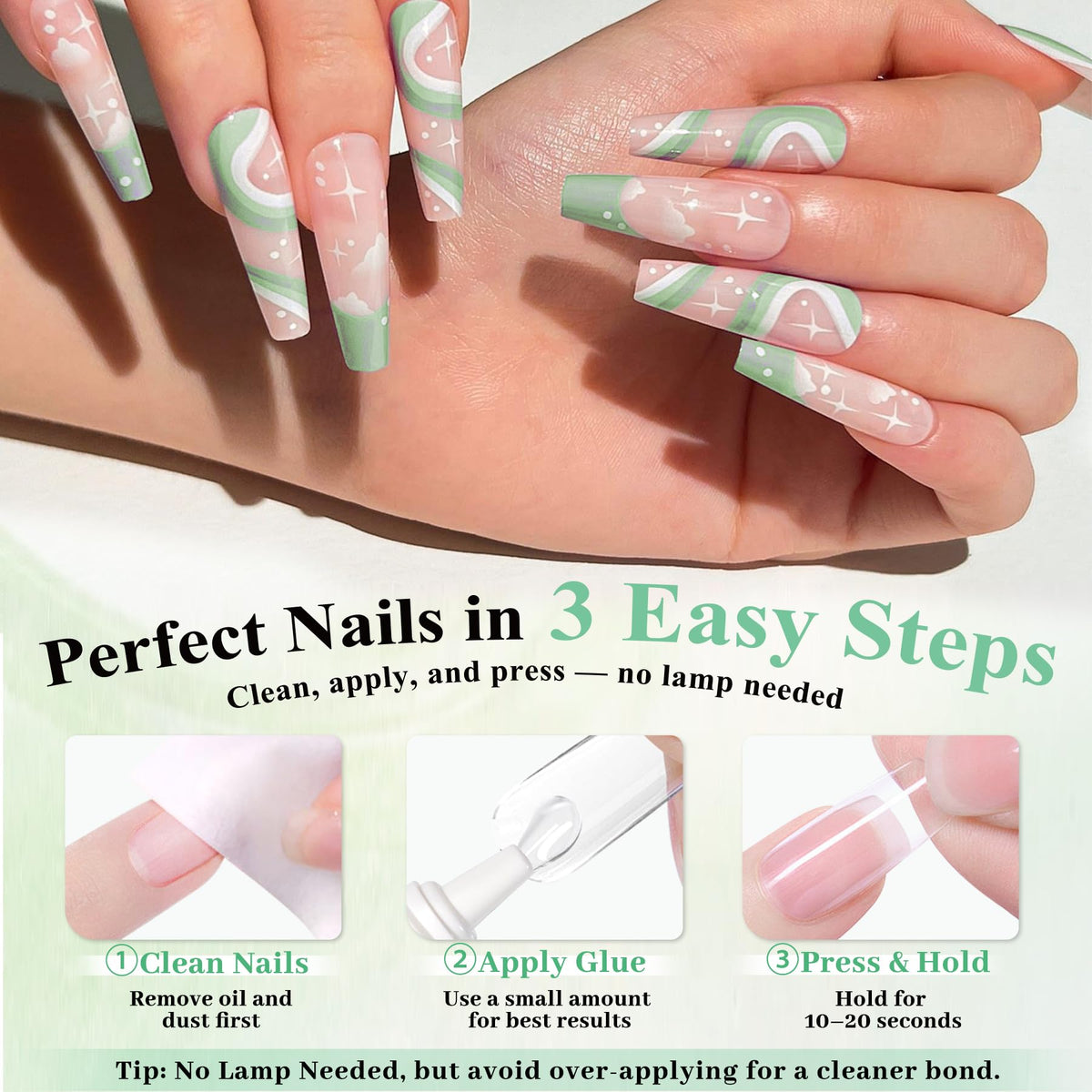 Leykosh nail glue kit components for acrylic nail tips