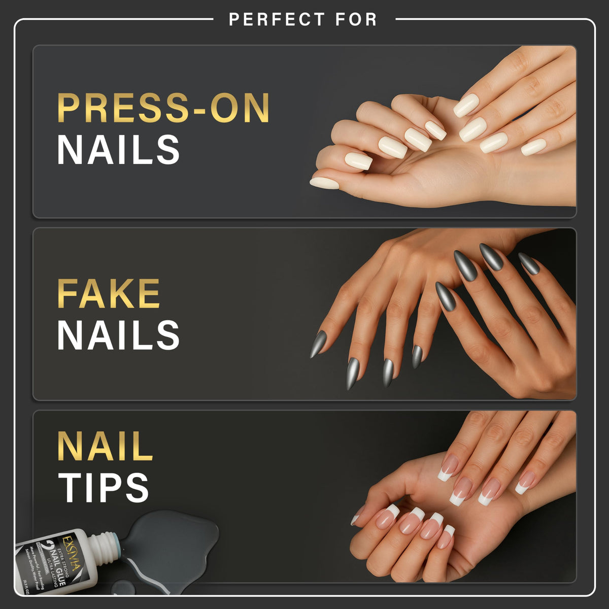 Exsivia nail glue packaging showing 10ml volume
