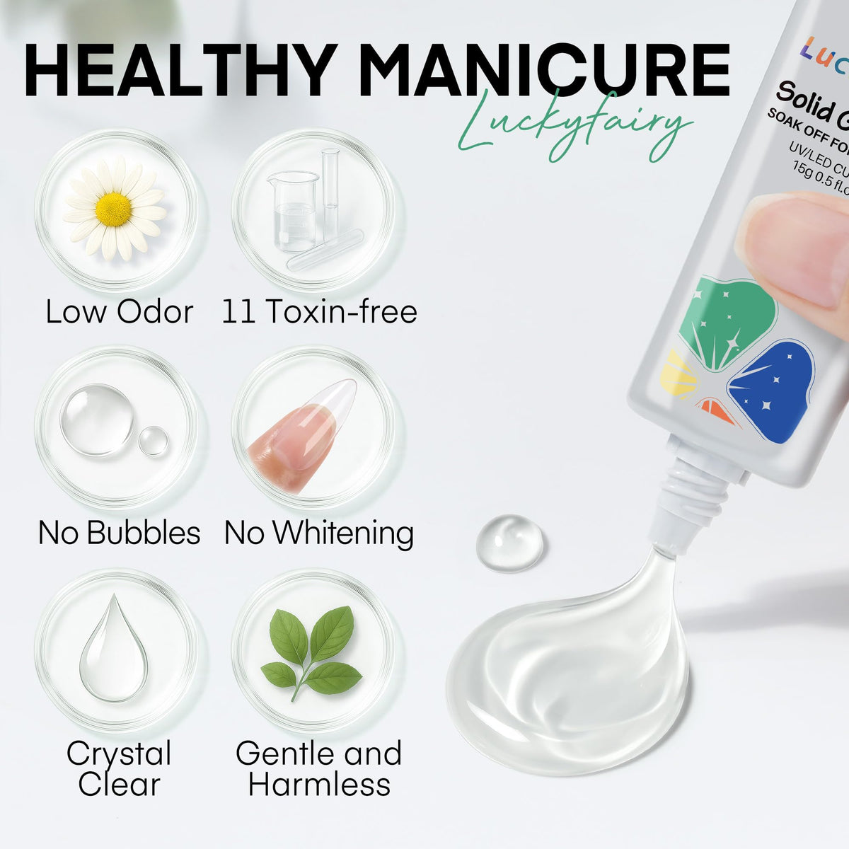 Luckyfairy nail glue gel used for 3D nail art decoration