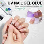 Professional manicure using Luckyfairy solid nail adhesive