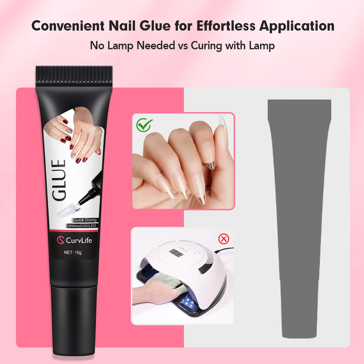 Curvlife nail glue kit for press on nails with applicator