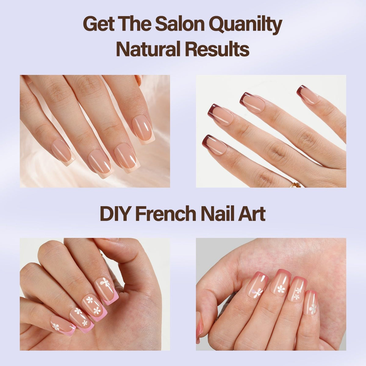 Top view of Misssix Xbasictips French manicure press on set