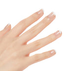 Close up of Kiss Salon Acrylic French Nails petite square shape