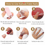 Reusable daily wear ombre fake nails for girls