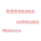 Close up of nude press on nails with white tips and rose gold lines
