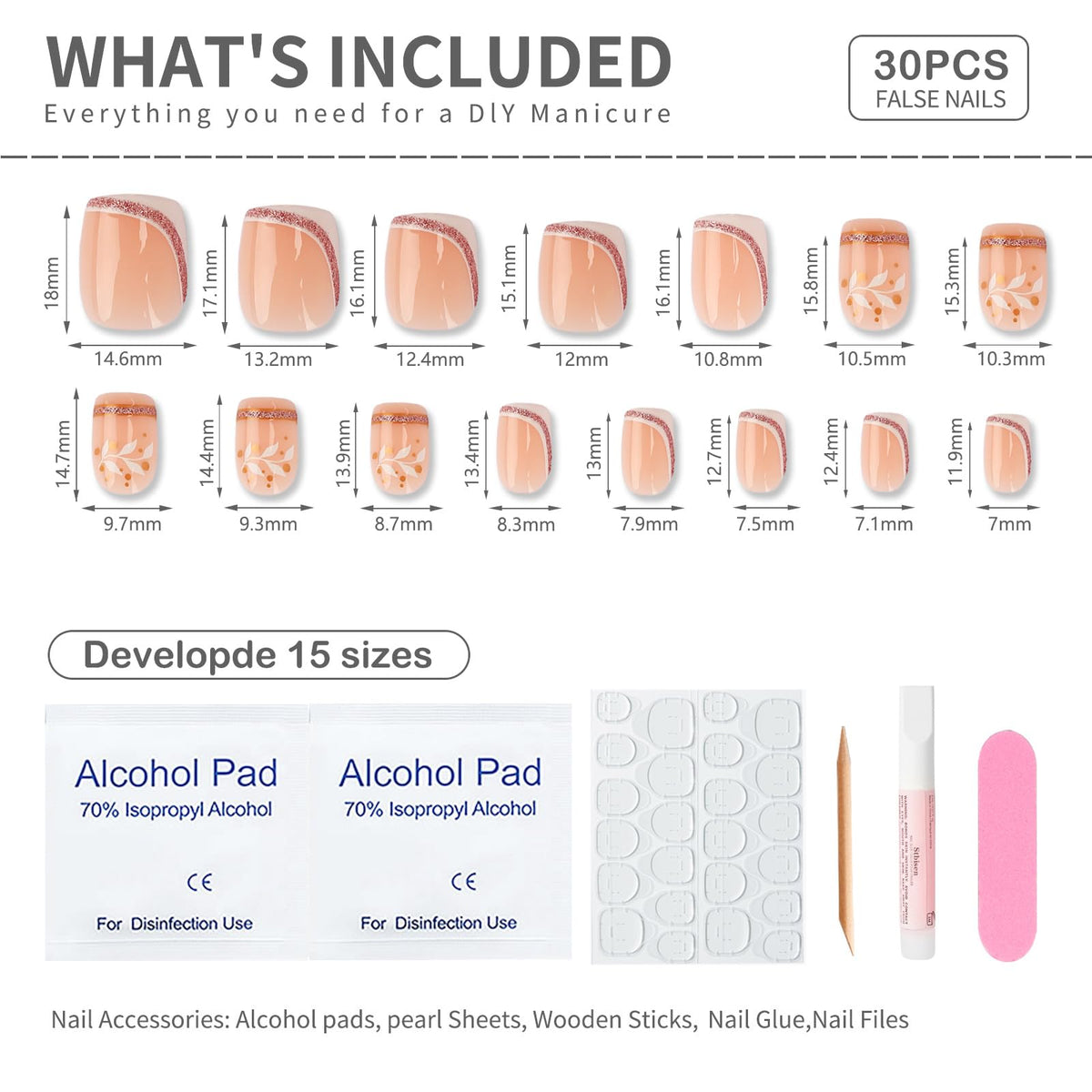 Side profile of short square acrylic nails with gel finish
