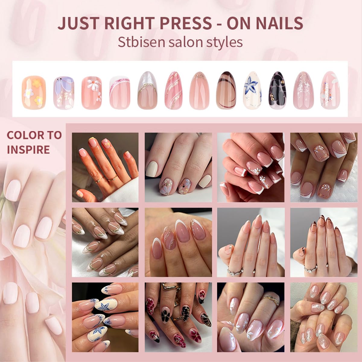 Full set of 30 reusable French tip nails for professional manicure look