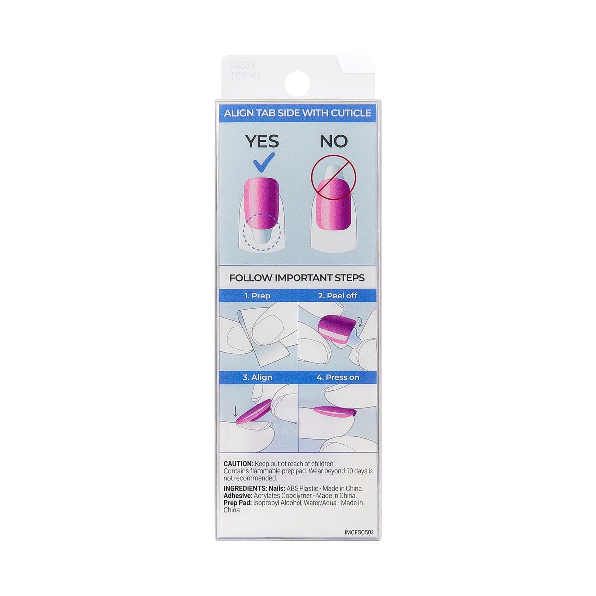 Detailed product box of Kiss ColorFX before hours short oval nails