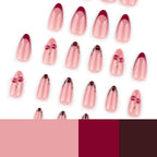 Side profile view of medium almond shaped Mivota artificial nails