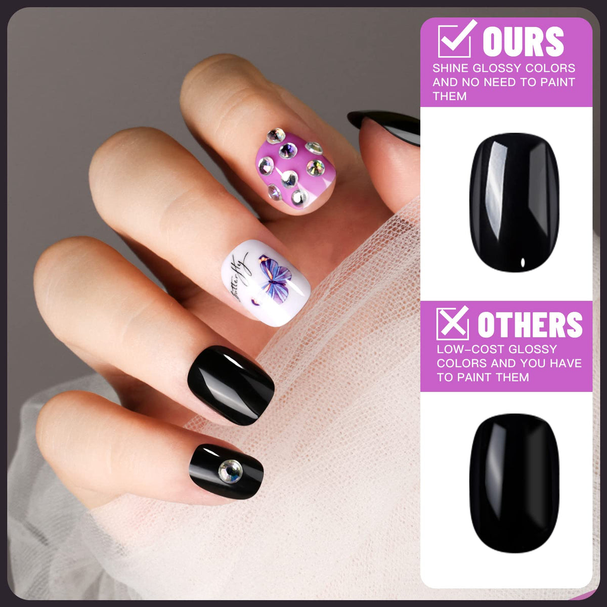 Teenitor nail art stickers and rhinestones accessory kit