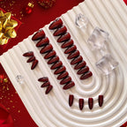 Kqueenest 30 piece dark red shimmer press on nails kit