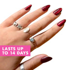 Open kit showing 42 press-on nails in various sizes