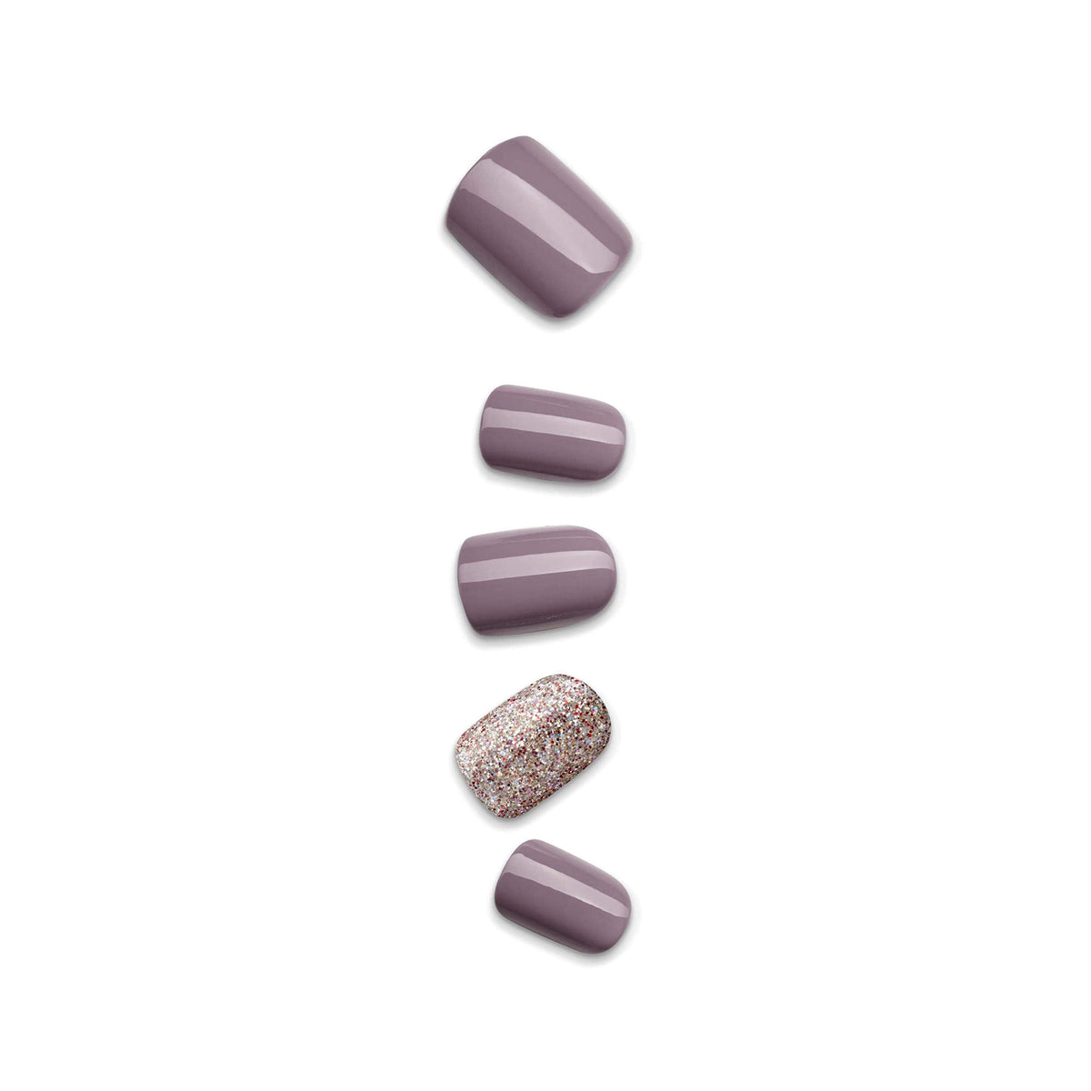 Side view of short square press-on nails on fingers