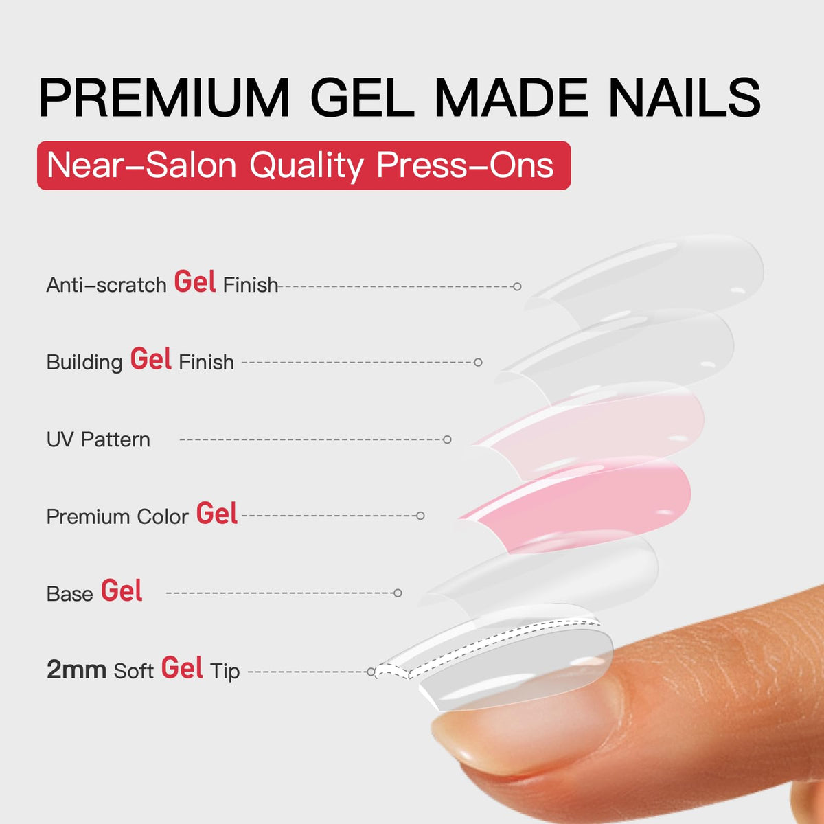 CurvLife press on nails kit with 15 sizes display