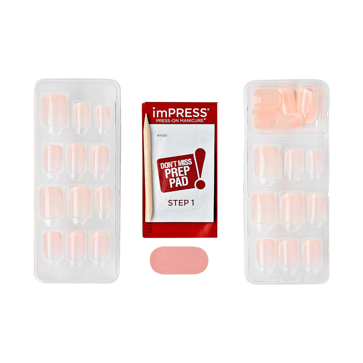 Back of packaging showing application instructions for Impress nails