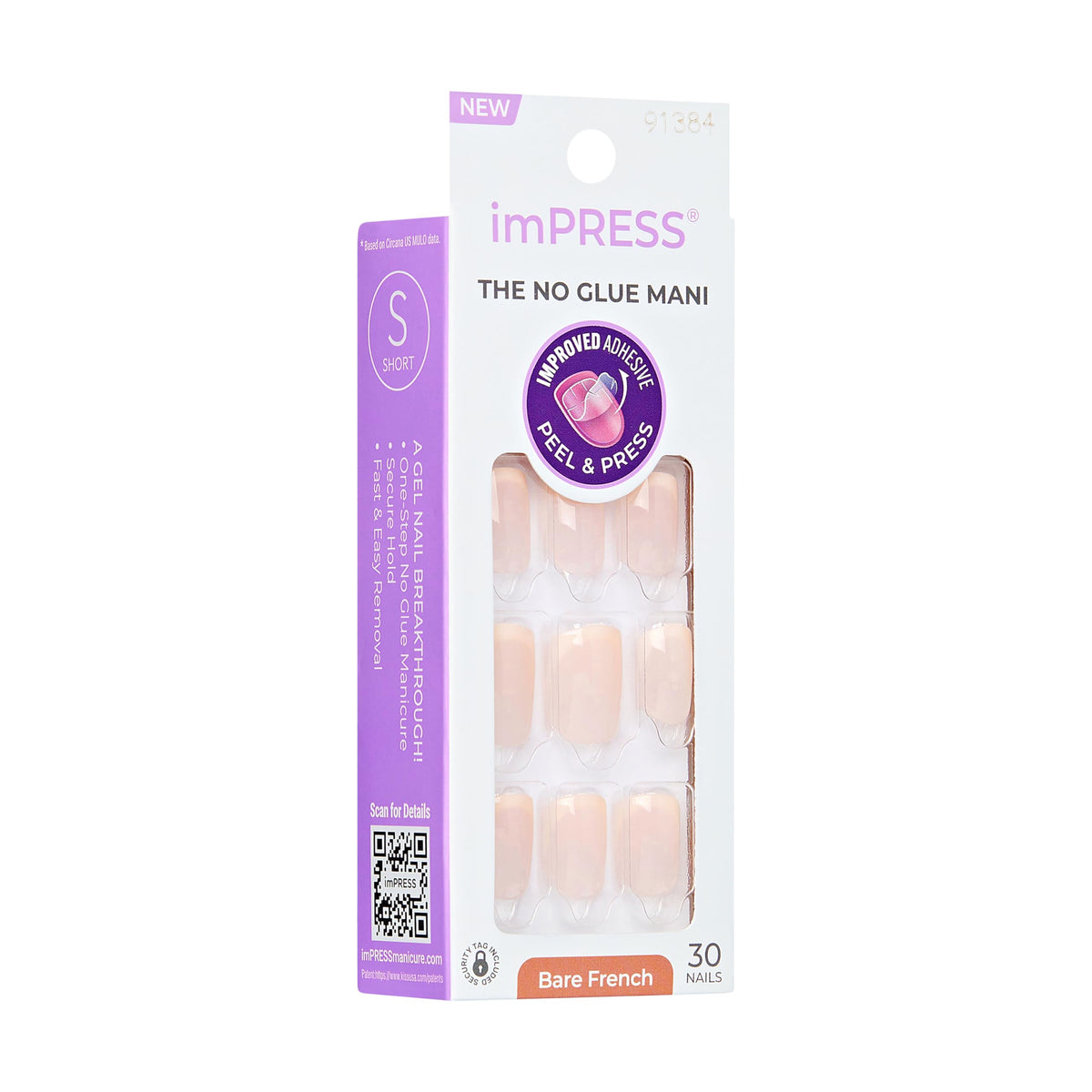 Model hands wearing Impress Heroic French short squoval nails