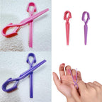 Side view of anti-slip nail polish stencil clips on fingers