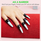 Close up view of the latex free elastic plastic material used for nail protection.