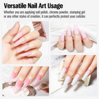 Before and after comparison of messy nail painting cleaned perfectly with peel off tape