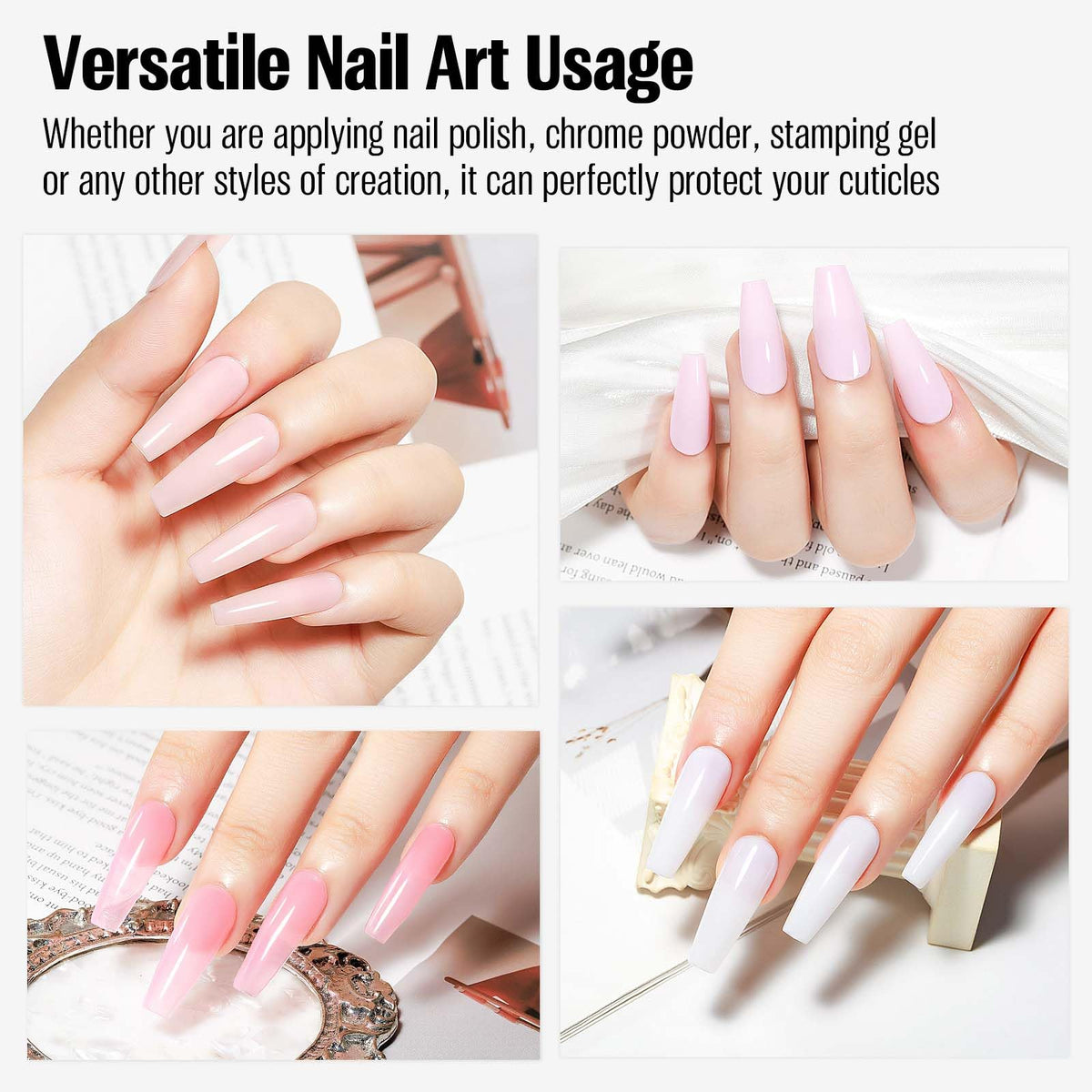 Before and after comparison of messy nail painting cleaned perfectly with peel off tape