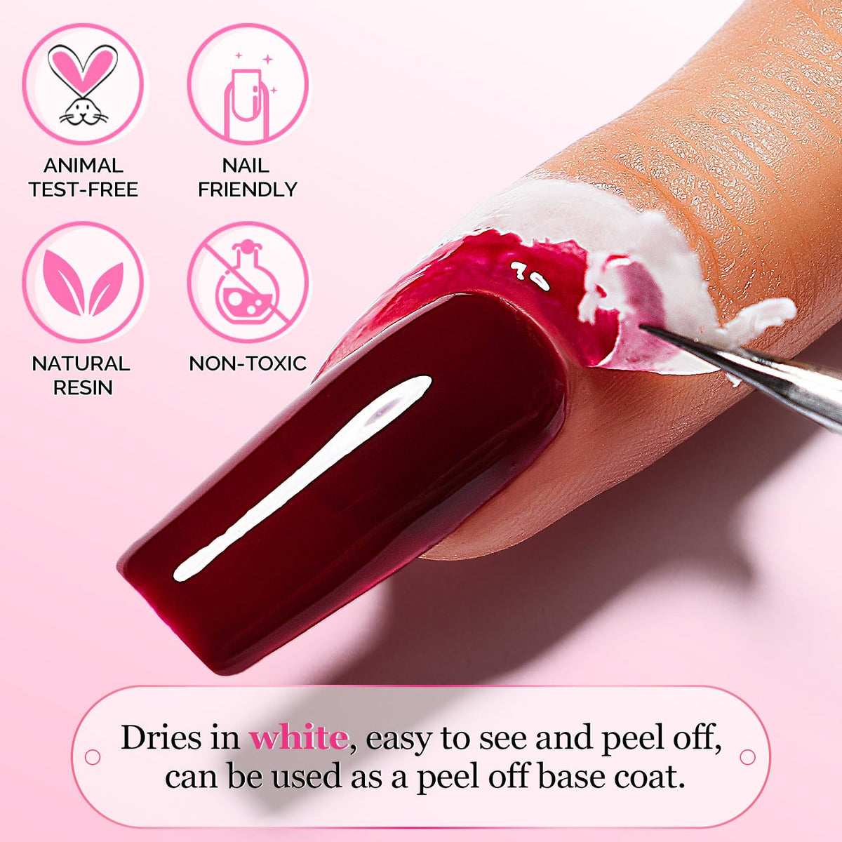 White peel off cuticle guard being applied around the fingernail