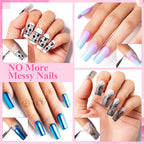 Nail art setup showcasing clean cuticles achieved with peel off skin protector