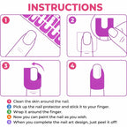Demonstration of painting a nail with a blue Outus cuticle protector sticker keeping skin clean.