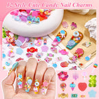Gummy bear and heart shaped acrylic nail charms for DIY art