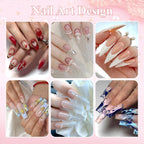 Close up of Belleboost nail charm collection in storage container