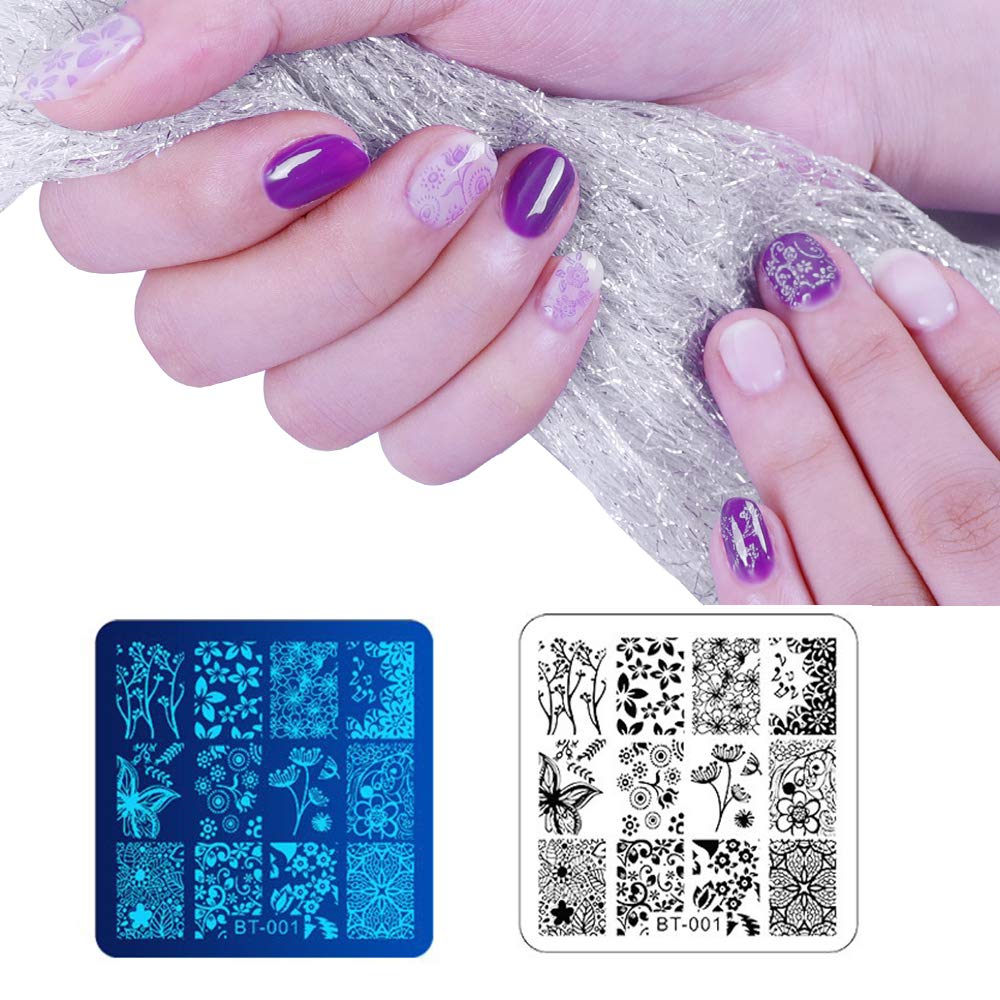 Complete 12 piece Biutee nail stamping kit components