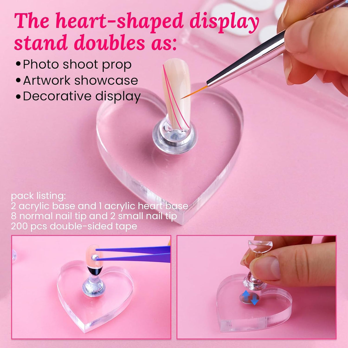 Magnetic fake nail holder kit with double-sided adhesive tape