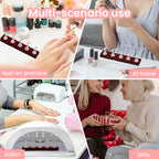 Professional nail art setup with magnetic walnut wooden stands