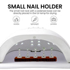 Close up of magnetic nail tips on Esuohym practice display