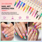 Collection of 24 vibrant color nail art pens by Ponhey