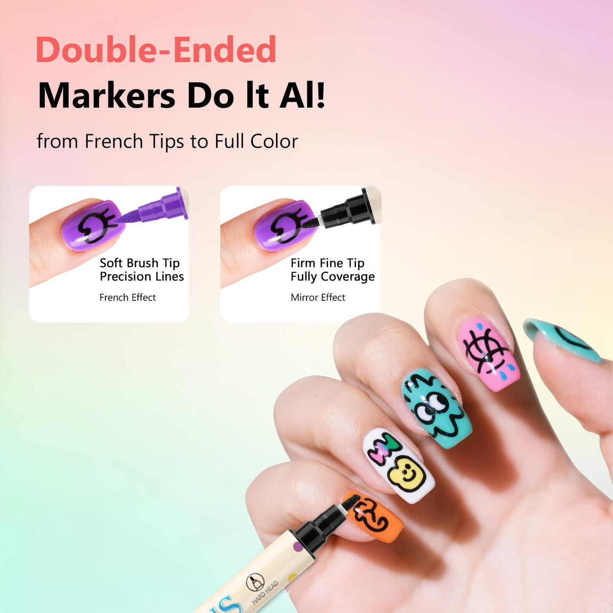 Detailed view of nail design created with Ponhey 3D pens
