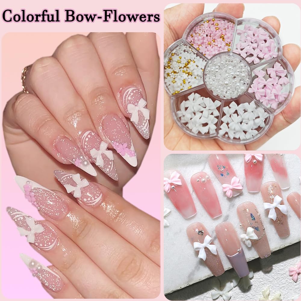 Side view of the lightweight three dimensional acrylic nail art decorations showing their flat backing.