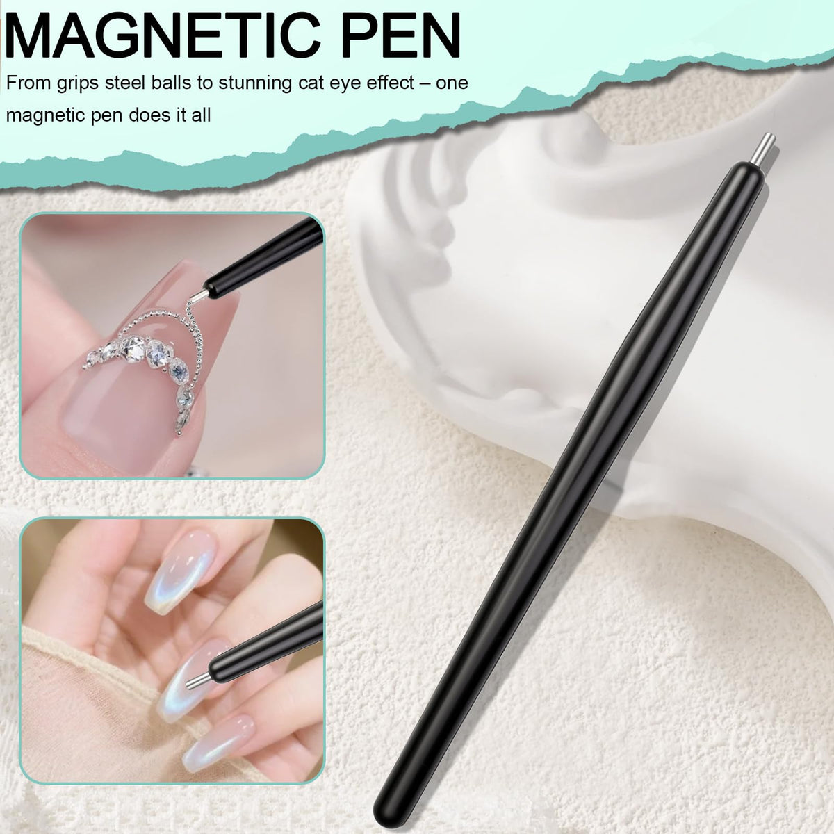 Professional nail art design created with Ebanku magnet tools