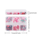 Tyuimhx 3D valentine nail charms displayed next to an embellished smart phone case decoration
