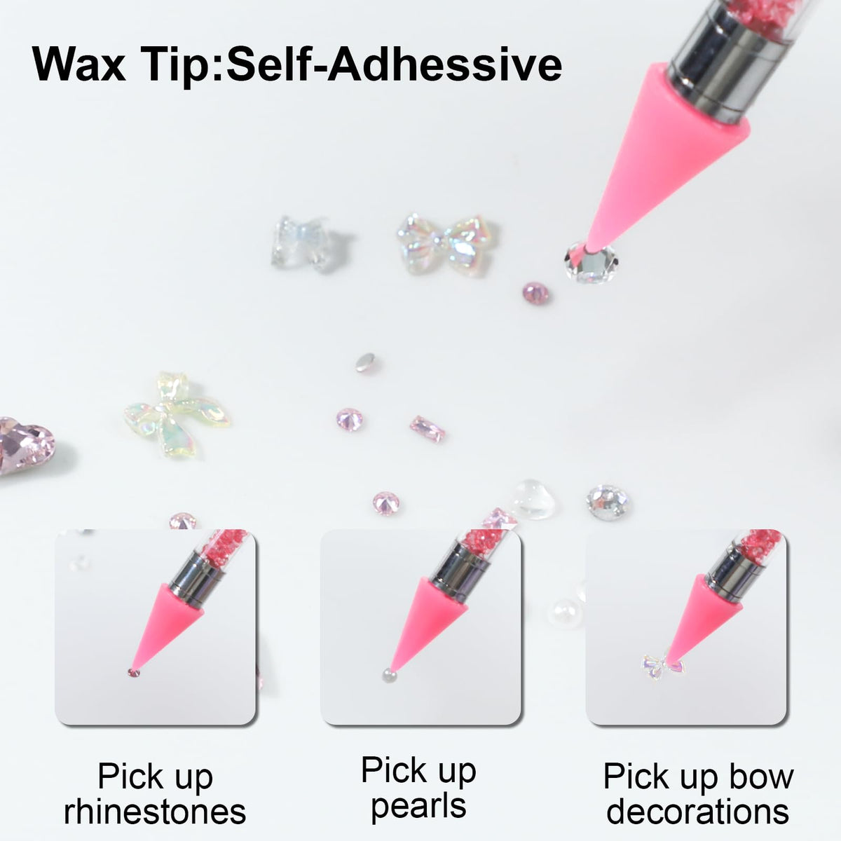 Six replacement wax tips for gem picker tools