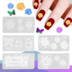 Detailed view of plumeria flower nail art template