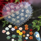Close up of 3D flower charms made with silicone nail mold