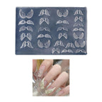 Detailed view of wing designs on Nihuifa nail silicone mold